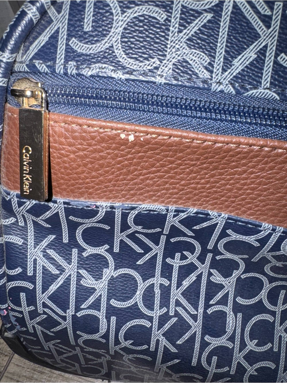 Calvin Klein Navy & Brown Monogram Travel Duffel - Picture 7 of 7